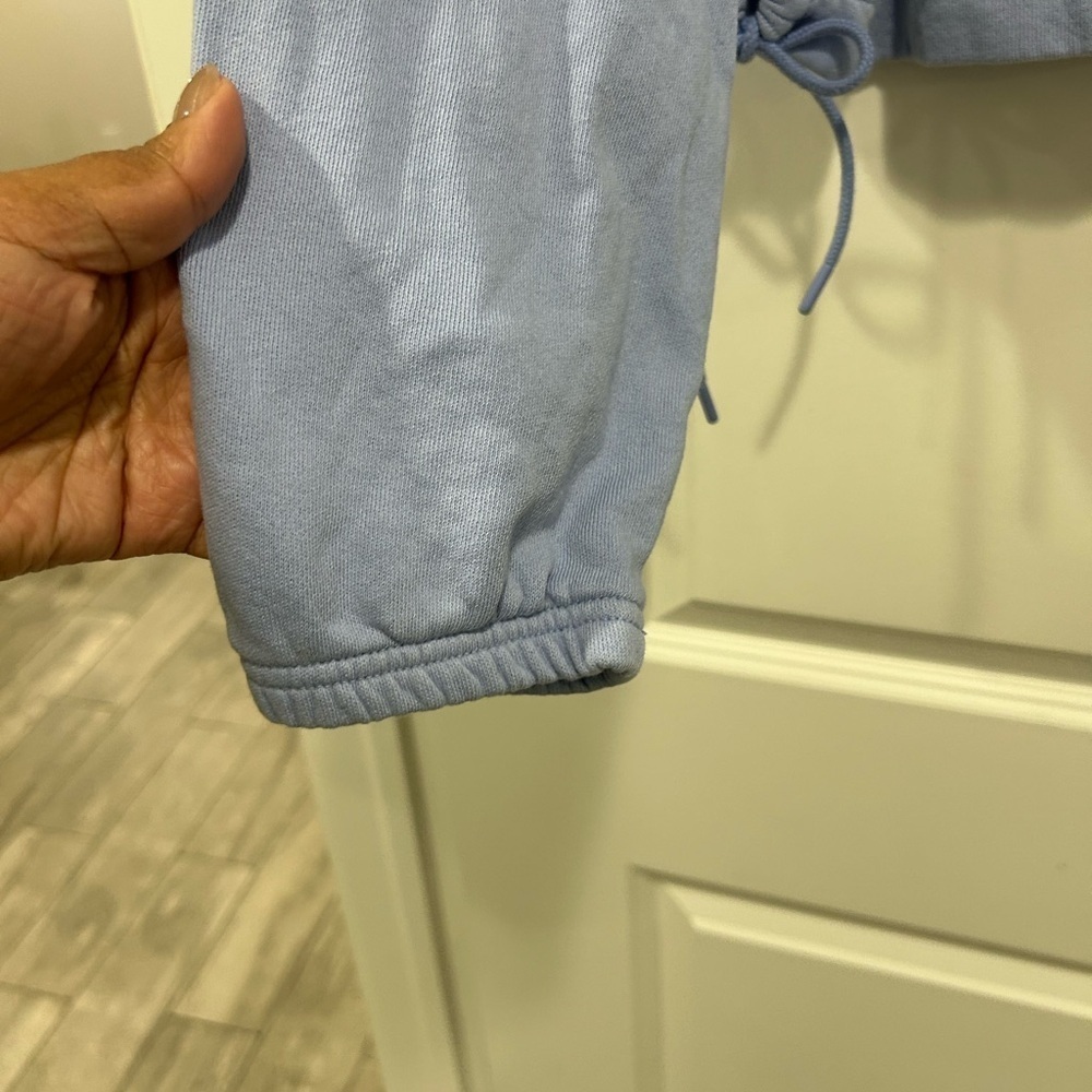 Aerie Offline Oversized Cropped Cinched side tie Sweatshirt Blue - Picture 8 of 10